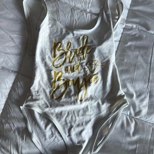 White and Gold Bride Women's One Piece Swimsuit